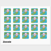 Roze Magic Dragon Fantasy Square Sticker (Vel)