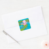 Roze Magic Dragon Fantasy Square Sticker