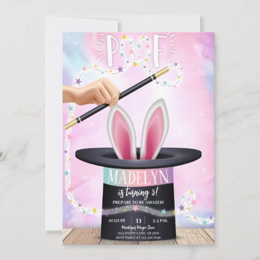 Roze Magic Show Verjaardag Kaart (Voorkant)