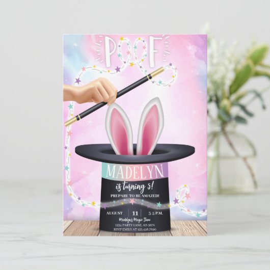 Roze Magic Show Verjaardag Kaart (Staand voorkant)