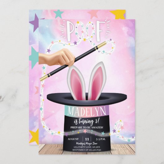 Roze Magic Show Verjaardag Kaart (Voorkant / Achterkant)