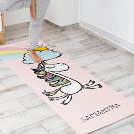 Roze Magical Yoga Unicorn Illustratie Yogamat