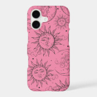 Roze Magie Vintage Hemels Zon Maan Sterren