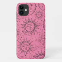 Roze Magie Vintage Hemels Zon Maan Sterren