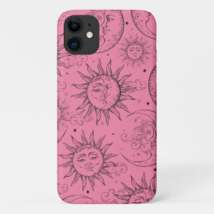 Roze Magie Vintage Hemelzonne Maan Sterren Case-Mate iPhone Case