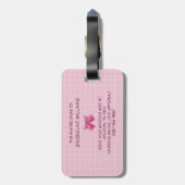 Roze Magisch Meisje III Bagagelabel (Achterkant verticaal)