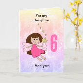 Roze magische 6-jarige Kaart (Gele Bloem)