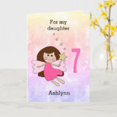 Roze magische 7-jarige Kaart (Gele Bloem)