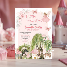 Roze Magische Bos Fairy Flutter & Twirl Verjaardag Kaart