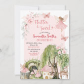 Roze Magische Bos Fairy Flutter & Twirl Verjaardag Kaart (Voorkant)