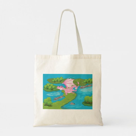 Roze Magische Dragon Fantasy Canvas tas (Achterkant)