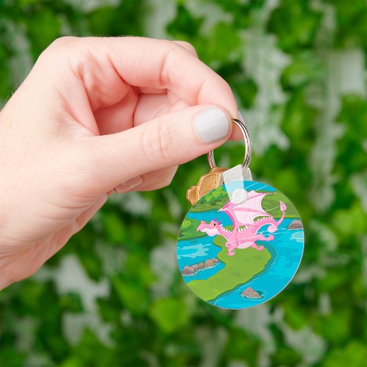 Roze Magische Dragon Fantasy Sleutelhanger