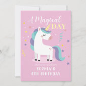 Roze Magische Eenhoorn Feest Kaart (Voorkant)