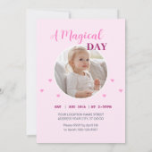 Roze Magische Eenhoorn Feest Kaart (Achterkant)