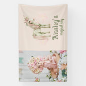 Roze Magische Eenhoorn Gepersonaliseerde Fotoverja Spandoek (Verticaal)