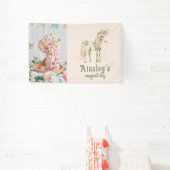 Roze Magische Eenhoorn Gepersonaliseerde Fotoverja Spandoek (Insitu)