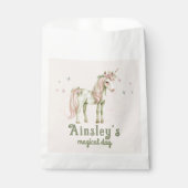 Roze magische eenhoorn gepersonaliseerde verjaarda bedankzakje (Voorkant)