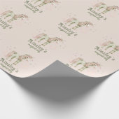 Roze magische eenhoorn gepersonaliseerde verjaarda cadeaupapier (Hoek)