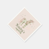 Roze magische eenhoorn gepersonaliseerde verjaarda servet (Hoek)