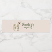 Roze magische eenhoorn gepersonaliseerde verjaarda waterfles etiket (Enkel label)