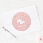 Roze Magische Eenhoorn Meisje Kids Verjaardagsfees Ronde Sticker (Envelop)