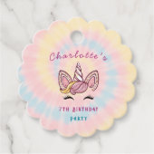 Roze Magische eenhoorn stropdas kleurstof goud gli Bedankjes Labels (Voorkant)