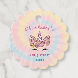 Roze Magische eenhoorn stropdas kleurstof goud gli Bedankjes Labels