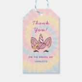 Roze Magische eenhoorn stropdas kleurstof goud gli Cadeaulabel (Voorkant)