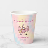 Roze Magische eenhoorn stropdas kleurstof goud gli Papieren Bekers (Voorkant)