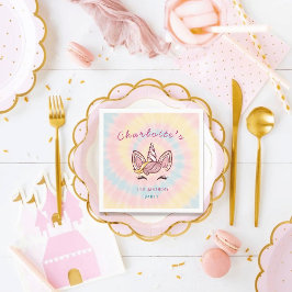 Roze Magische eenhoorn stropdas kleurstof goud gli Servet