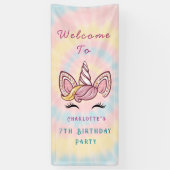 Roze Magische eenhoorn stropdas kleurstof goud gli Spandoek (Verticaal)