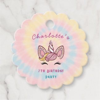 Roze Magische eenhoorn tie dye gouden glitters ver Bedankjes Labels