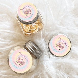Roze Magische eenhoorn tie dye gouden glitters ver Ronde Sticker