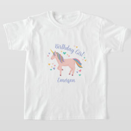 Roze Magische Eenhoorn Verjaardag Meisje T-shirt