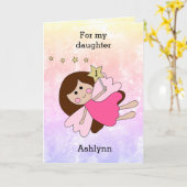 Roze Magische Fee 1e Verjaardagskaart Kaart (Gele Bloem)