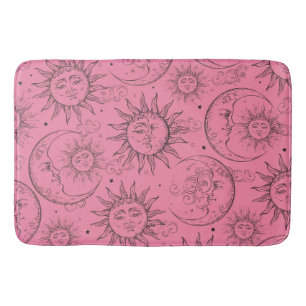 Roze Magische Kelestische Sun Moon Stars Badmat