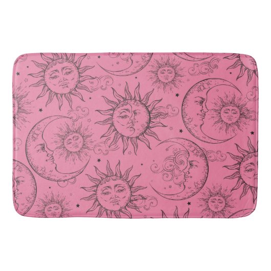 Roze Magische  Kelestische Sun Moon Stars Badmat (Voorkant)
