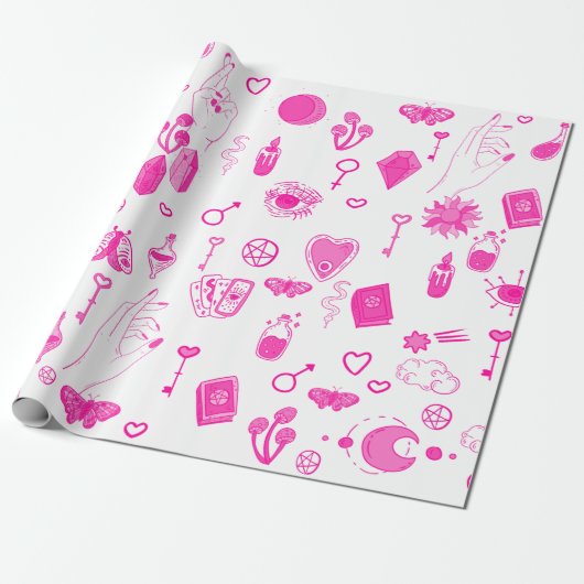 roze magische mystiek cadeaupapier (Uitgerold)