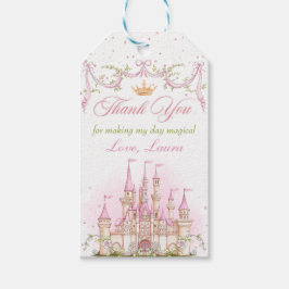 Roze Magische Princess Castle Verjaardag Gift Labe Cadeaulabel