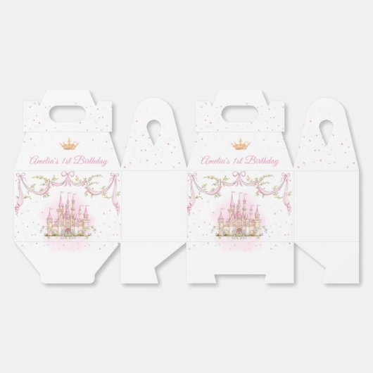 Roze Magische Prinses Kasteel Verjaardag Favoriete Bedankdoosjes (Ongevouwen)