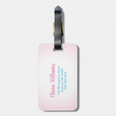 Roze Magische Regenboog Unicorn, gepersonaliseerd Bagagelabel (Achterkant verticaal)