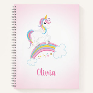 Roze Magische Regenboog Unicorn, gepersonaliseerd Notitieboek