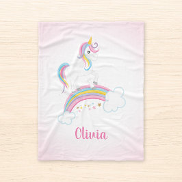 Roze Magische Regenboog Unicorn op maat Fleece Deken