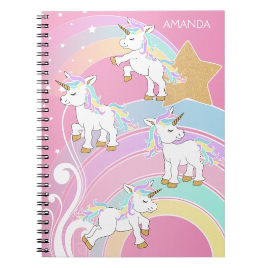 Roze, magische regenboog 🦄 Unicorns Notitieboek (Voorkant)