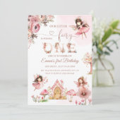 Roze Magische Sprookjesprinses Eerste Verjaardagsf Kaart (Staand voorkant)