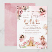 Roze Magische Sprookjesprinses Eerste Verjaardagsf Kaart (Voorkant / Achterkant)