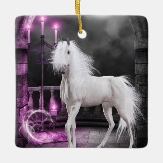 Roze Magische Unicorn Keramisch Ornament (Voorkant)