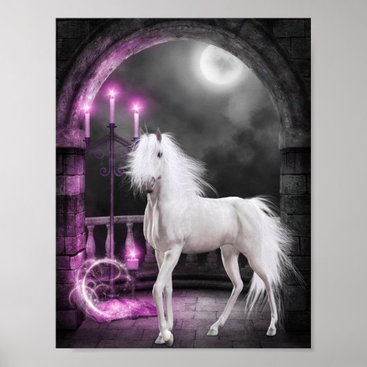 Roze Magische Unicorn Poster (Voorkant)