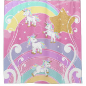 Roze Magische Unicorns Douchegordijn (Voorkant)