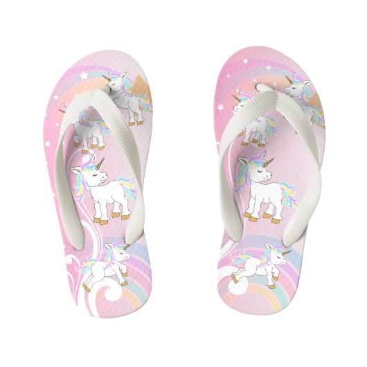 Roze Magische Unicorns Kinder Teenslippers (Voetbed)
